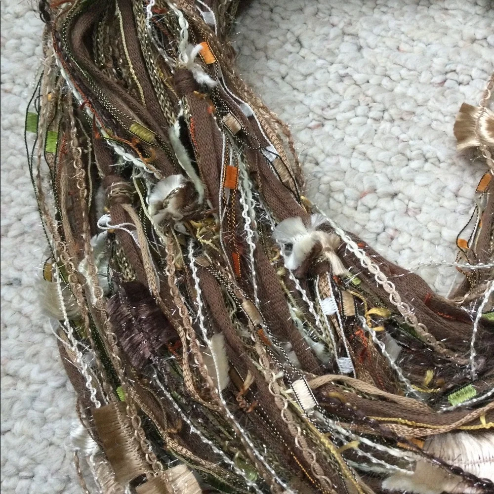 Infinity textile necklace/scarf Handmade in Greece Brown earth tones